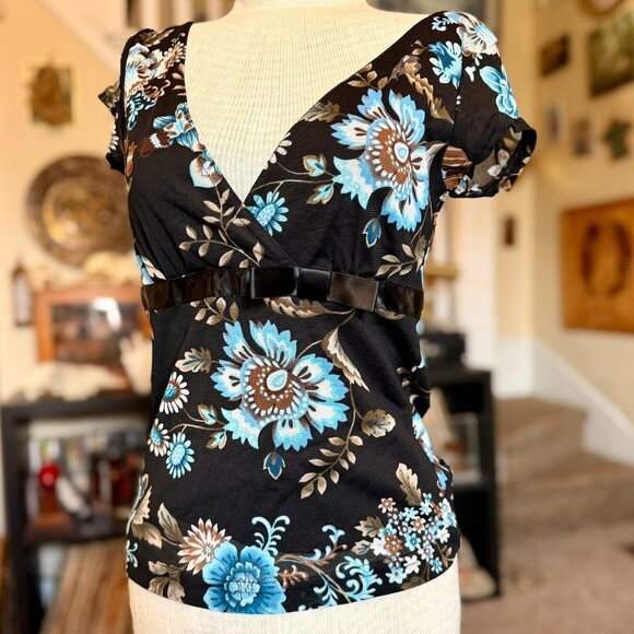 Vintage 90s / 2000s y2k Self Esteem Floral Baby Doll Top - Picture 1 of 9